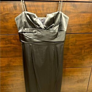 Donna Ricco Spaghetti Strap Gunmetal Silver Gray Dress for weddings